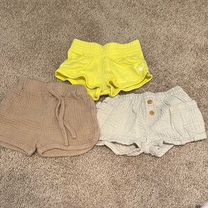 Charming Trio of Baby Shorts in Yellow, Tan, and Cream
